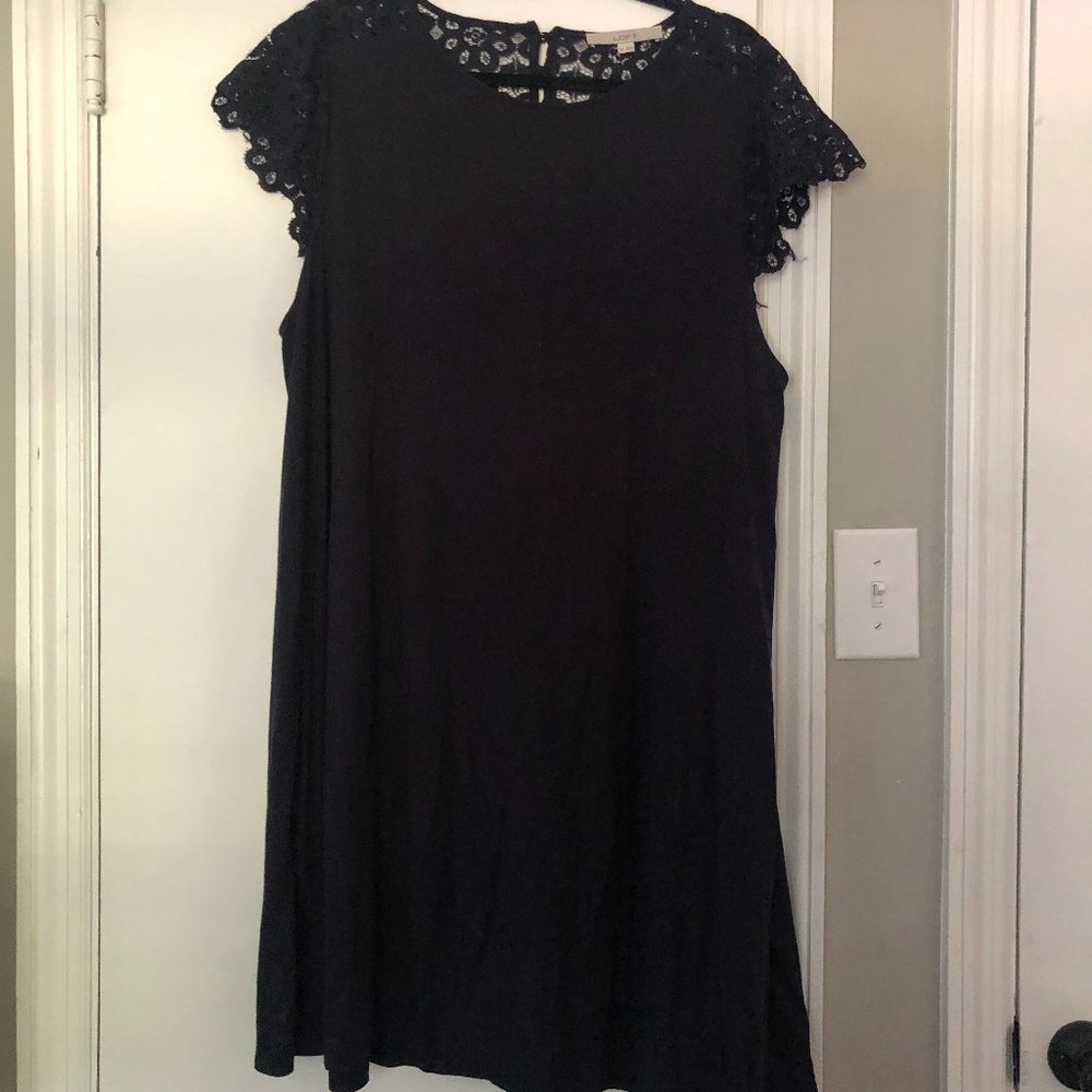 LOFT Black Lace Sleeve Dress